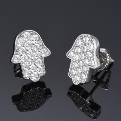 China Outlet Moissanite Wand CZ 5A Zircon Stud Earrings CLASSIC Iced Out Square Zirconia Bling Earring Women Hip Hop Jewelry for sale