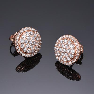 China Fashion CLASSIC Gold Zircon Stone Bling Geometric Zirconia S925 Stud Earrings for sale