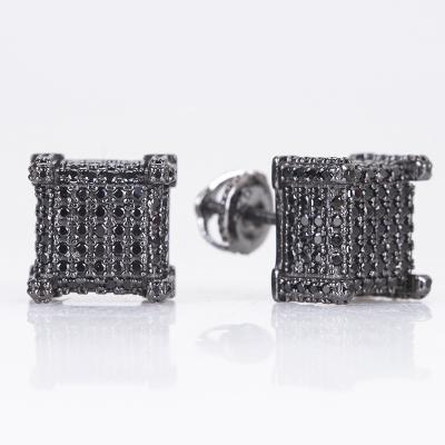 China CLASSIC Iced Out Square Stud Earring For Men And Women 18k Gold Plated Hip Hop Street Boys Hypoallergenic Cool Jewelry for sale