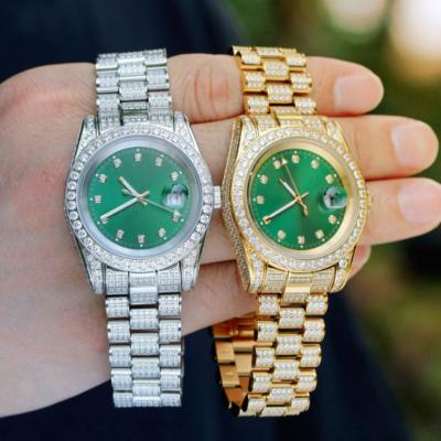 China Hot Sale Men Gold Watch Quartz Fashion Hiphop Day/Date Luxury Diamond Watches Men Hip Hop Relogio Masculino for sale