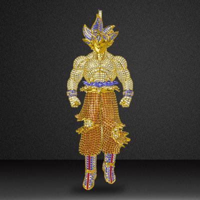 China Fashion New Arrival Designer Customized Zircon 18K 5A Gold Plated Super Saiyan Pendant Micro-inlaid High-end Necklace Pendant for sale