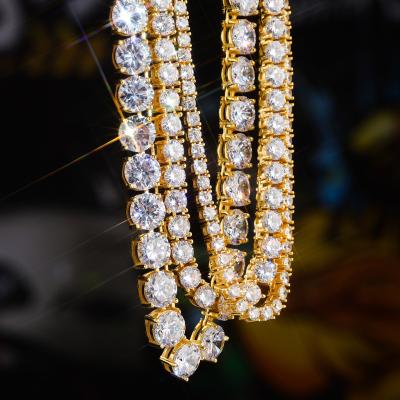 China TRENDY 5Mm VVS Ashter Cut 14k Yellow Gold Moissanite Clustered Tennis Chain 6.5mm Long 8mm Custom Real Diamond Tennis Chain for sale