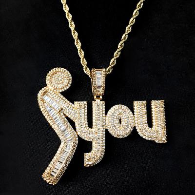 China Custom European and American High Quality 18K Gold Plated Hip Hop Letter Hip Hop Pendant Initial Iced Out Pendant Jewelry for sale