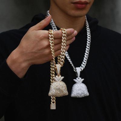 China American Hip Hop Emerald Initial Men Pendant Hiphop Costume Jewelry Pendants Pave Zircon Pendant With Chain for sale