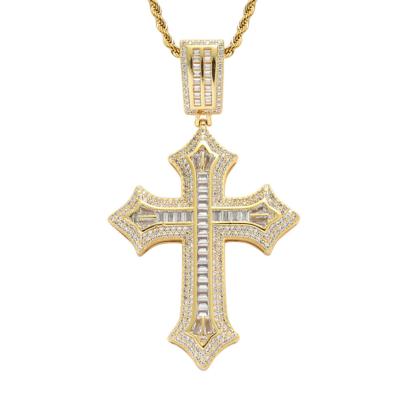 China Custom Noble Full Zirconia Sword Necklace Accessories CLASSIC Luxury European Cross Hip Hop Pendant Jewelry for sale