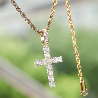 China OEM Cross Necklace CLASSIC Fashionable Iced Out Zircon Diamond Cross Necklace Pendant for sale