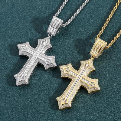 China Custom Noble Full Zirconia Sword Necklace Accessories CLASSIC Luxury European Cross Hip Hop Pendant Jewelry for sale