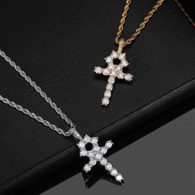 China Custom Retro 3A 5A Zircon Christ Cross CLASSIC Hip Hop Fashion Hiphop Necklace Pendant Jewelry for sale