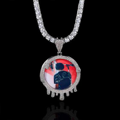 China CLASSIC Custom Made Iced Out Hip Hop Round Water Drop Image Personality Memory Photo Pendants And Pendant Necklace Creative Custom Jewelry for sale