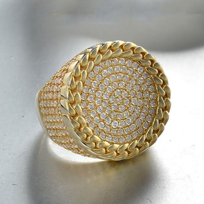 China 14K Gold CLASSIC HipHop Ring Micro Pave Ring New Style Gold Custom Jewelry Iced Out Diamond Mens Gangster Gold Rings for sale