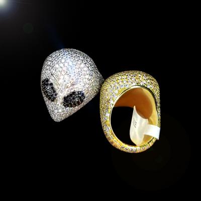 China Modern Hip Hop Cuban Ring Dainty 14K Gold Plated 925 Silver Foreign Fashion Ring Iced Out CZ Bling Ring for sale