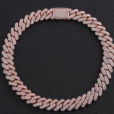 China Wide Heavy Hiphop Chain 19mm Iced Out Diamond Cuban Linkbling Cuban Chain Rose Gold Hiphop Chain for sale