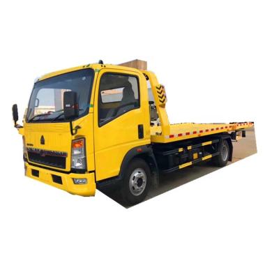 China howo 4x2 4MT Tow Truck rollback Tow Truck 5MT car transporter can equipped with 2500kg loading crane for sale