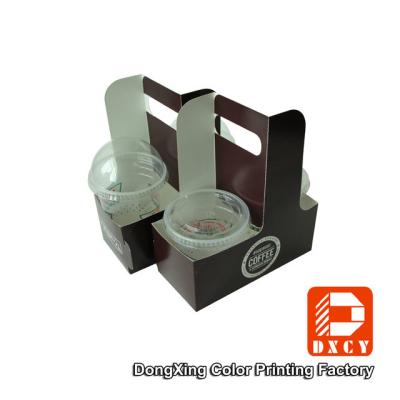 China Eco Friendly Take Away Food Packaging , Soy Ink Printing Fancy Paper Coffee Cup Holder for sale