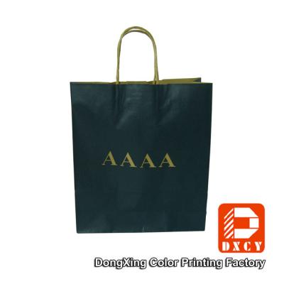 China Deep Blue Plain Kraft Paper Gift Bags Sturdy Twisted Paper String Design for sale