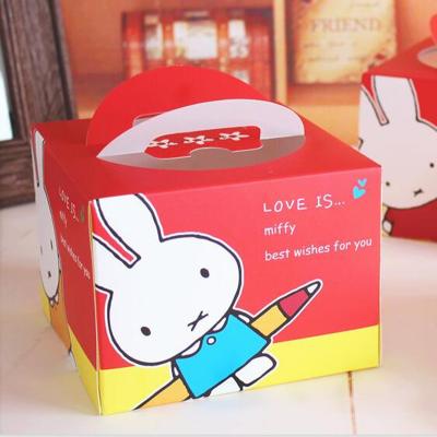 China Foldable Cute Custom Printed Cardboard Packaging Cake Boxes With Window For Take Away Cake for sale