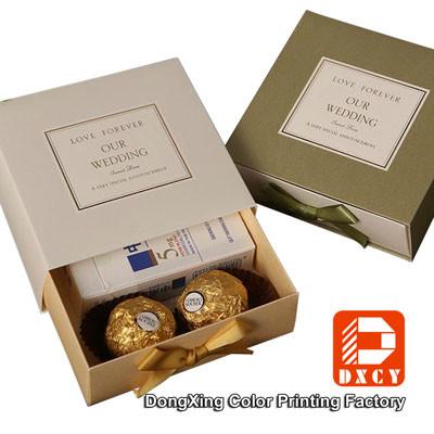 China Eco Friendly Custom Printed Packaging Boxes , Wedding Chocolate Packaging Drawer Gift Box for sale