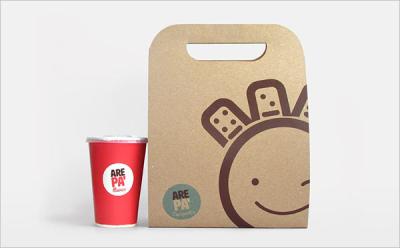 China Recyclable Take Away Food Packaging , Coffee / Breakfast Brown Kraft Paper Food Packaging for sale