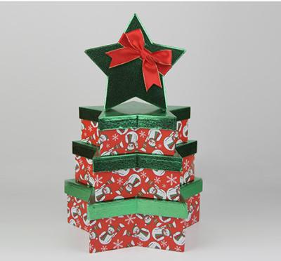 China Fancy High Gloss Gift Boxes , Four Christmas Star Gift Storage Boxes With Overhanging Lid for sale