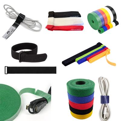 China Wholesale Stock Viable Back To Back Adjustable Cable Ties Colorful Reusable Elastic Band Hook And Loop Strap Ties for sale