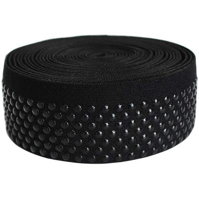 China Viable Non-slip Silicone Elastic Webbing Polyester Anti-slip Black And White Silicone Elastic Band for sale