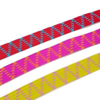 China Diagonal Logo Belt Screen Design Customized Elastic Polyester Rope Webbing Elastic Round Rubber Printing Webbing Knitted Twill Webbing for sale