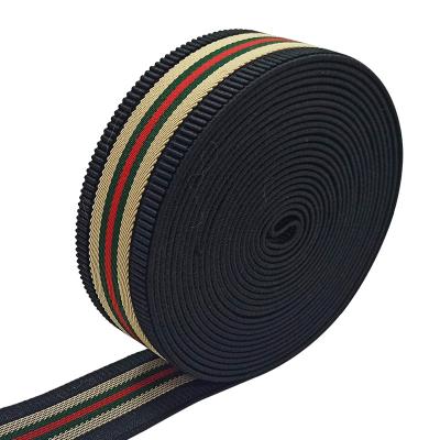 China Durable Hot Selling Polyester Jacquard Nylon Flat Stripe Webbing For Garment Home Decoration for sale