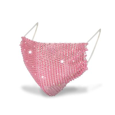 China New Fashion Colorful Shiny Stone Rhinestone Glass Nets Mask For Party for sale