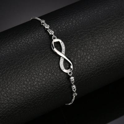 China Fashionable factory direct zircon bracelet micro inlaid zircon infinity 8 word bracelet adjustable hand strap for sale