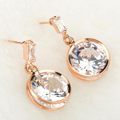 China New Fashion Jewelry CLASSIC Stud Earrings Large Zircon Stone For Women Gift&Party for sale