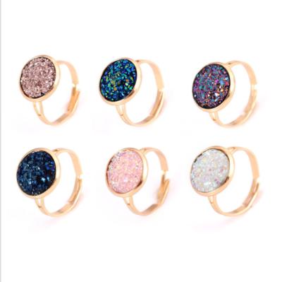 China Trendy Open Ring With Fashionable Colorful Frosted Sequin Ring for sale