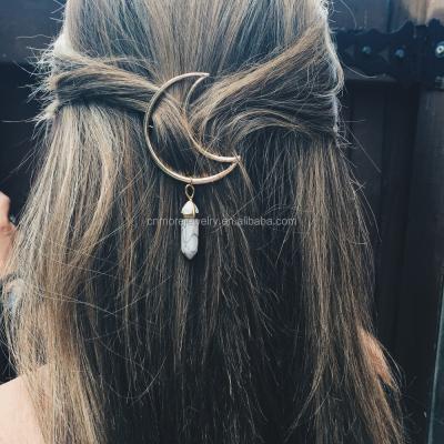 China Fashionable Moon Six Angle Alloy Hair Accessories Pendant Hairpin for sale