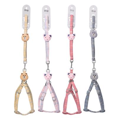 China Wholesale DETACHED Leash Breathable and Adjustable Cat Face Polyester Pet Leash Dog Harness Dog Leash for sale