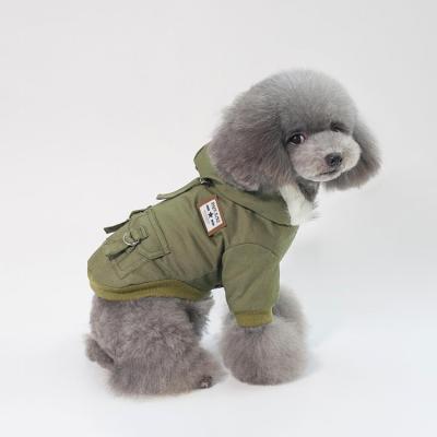 China New Style 2021 Autumn Winter Sustainable Pet Clothing Military Cotton-Padded Coat Dog Clothes Custom Wholesale for sale