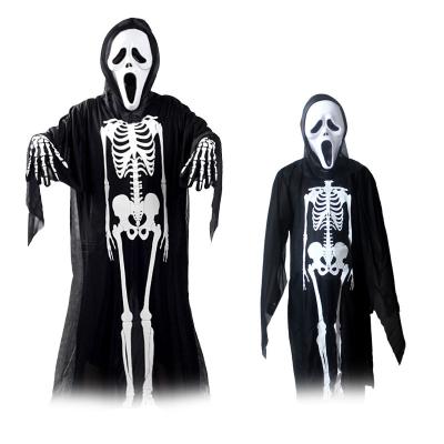 China Wholesale PVC Spot Halloween Skulls Skeleton Costumes Kids Size Adult Grim Reaper Halloween Costumes Mask for sale