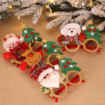 China Christmas Supplies New Christmas Party Glitter Glass Cloth Santa Snowman Elk Glasses Children's Holiday Party Decoration Gifts for sale