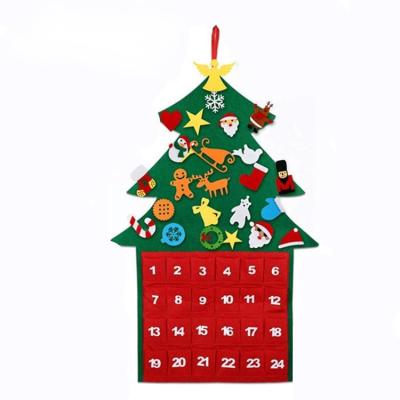 China Christmas Ensures 2022 New Christmas Advent Calendar Felt Christmas Tree Advent Felt Calendar Ornament Diy for sale