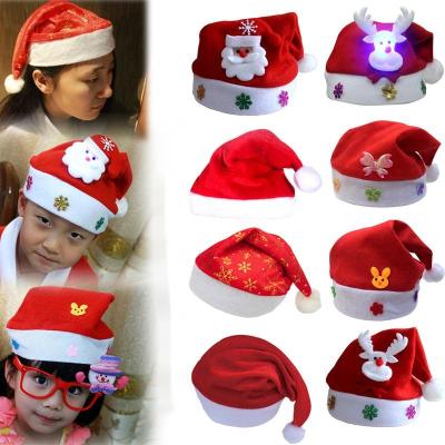 China Christmas Supplies 2022 Light Up LED Christmas Hat Christmas Hats With Lights Child Christmas Hat Adult Decoration for sale