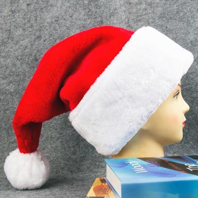 China Christmas Supplies 2022 High Quality Thick Plush Luxury Merry Christmas Santa Hat Christmas Decoration Supplies for sale