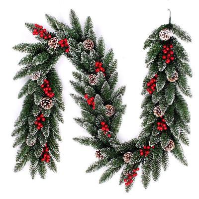 China Christmas Supplies Rattan 2022 Hybrid Rattan Garland Berry Christmas Tree Ornament Pine Rattan PE Encryption Rattan for sale