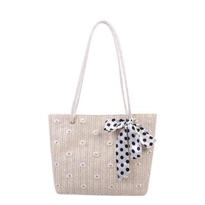 China 2022 Straw Beach Bag Crochet Women's Straw Woven Bag Other Popular New Stripe Large for sale