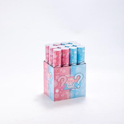 China Multicolor Pink Blue Paper Scraps Confetti Cannon Paper Kind Reveal Cannons For Boy Or Girl Party Supplies for sale