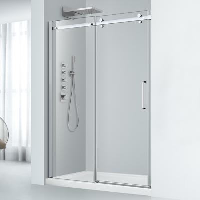 China Frameless Extension Large Bypass Shower Door Bathroom Sliding Shower Door Roller Glass Shower Door for sale