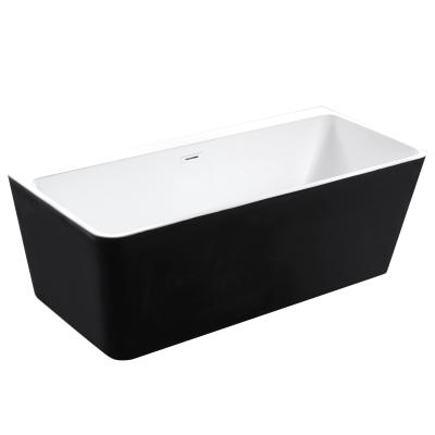 China Freestanding Bathtub Double Ended 1700mm Black Acrylic Modern Bathtub for sale