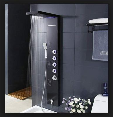 China Without Sliding Bar 304 Stainless Steel Wall Shower Panel Black Painted for sale