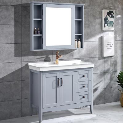 China China Antique Stainless Steel Floor Standing Design Bathroom Vanity With Laundry Sink for sale