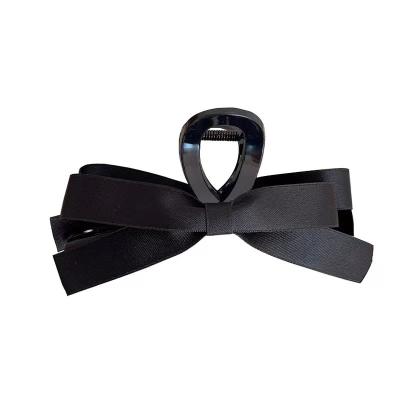 China Dress up Hepburn style black bow clip women's large size high-end shark clip princess for sale