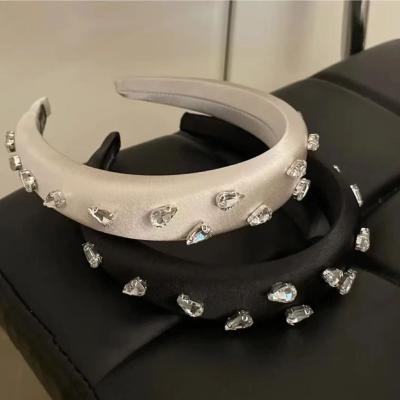 China Dress up Thick Sponge Hairband with Rhinestone Hairband Women Luxurious Crystal Headband for sale