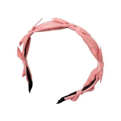 China Non-slip Hairband Headband Wholesale Lace Princess Wedding Bridal Accessories For Woman And Girls Pearl Bows Headband for sale