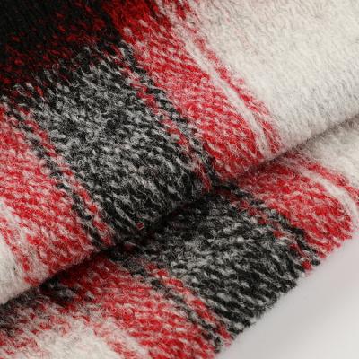 China Hot Quality Control Factory Supply Soft Checker Sweater Knit Polyester Woolen Fabric For Sweater for sale